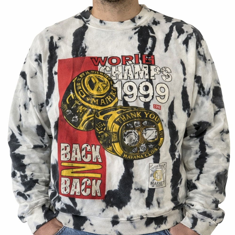 Chinatown Market Tie Dye Sweatshirt Mens Large L World Champs 1999 Crewneck Pull